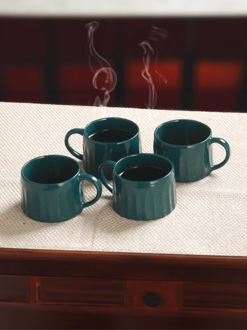 Trovea's Ceramic Castleton Green Tea Cup 4 Pcs Set for Coffee, Tea, Americano, Capuccino & Hot Drinks - Image 3