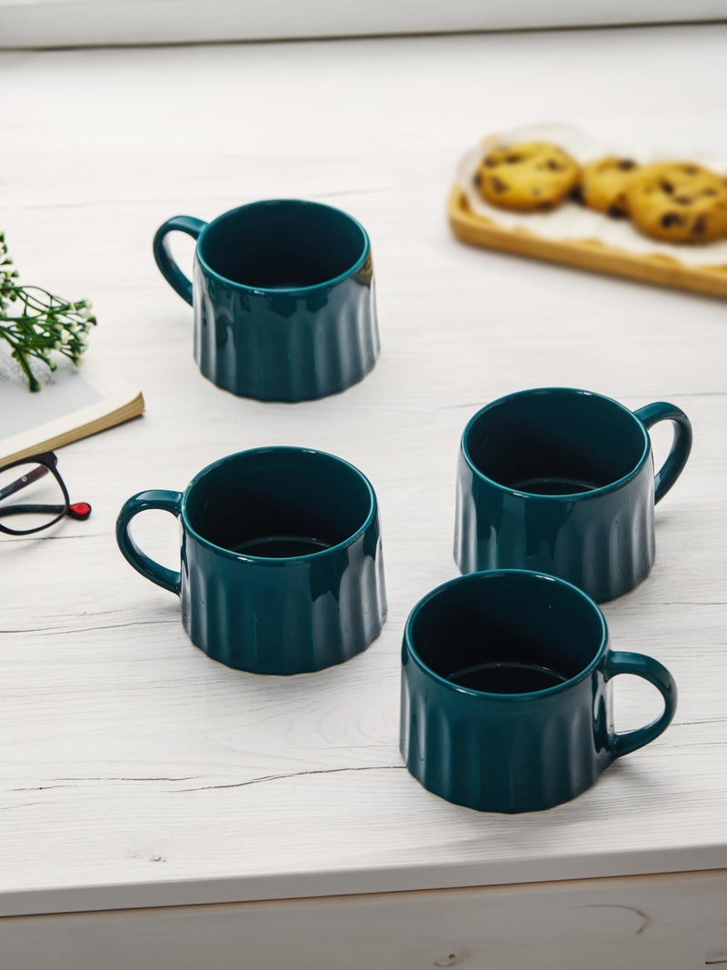 Trovea's Ceramic Castleton Green Tea Cup 4 Pcs Set for Coffee, Tea, Americano, Capuccino & Hot Drinks - Image 2