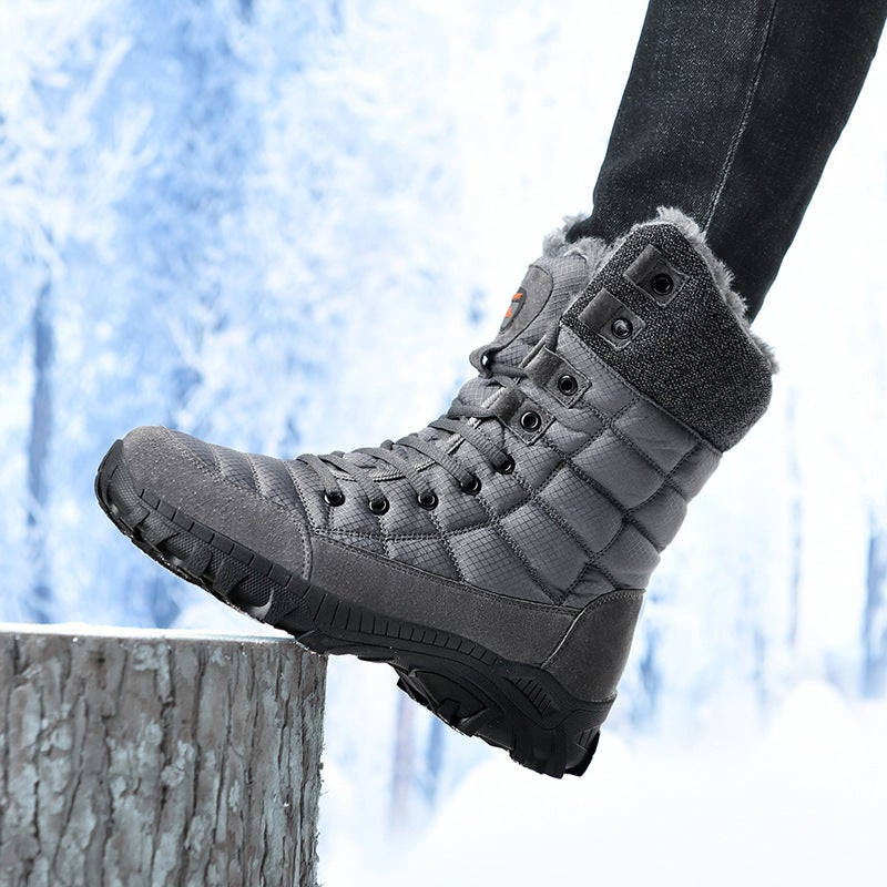 Winter Cotton Shoes Men'S High-Top Fleece-Lined Warm Men'S Snow Boots Thick-Soled Men'S Cotton Boots Plus Size Outdoor Casual Men'S Shoes - Image 4