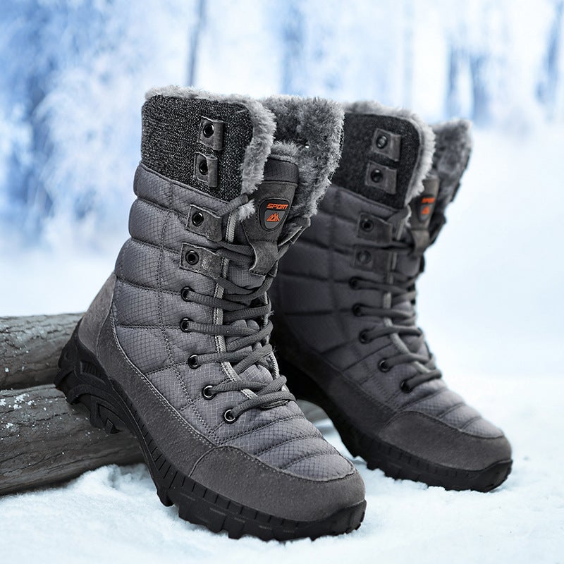 Winter Cotton Shoes Men'S High-Top Fleece-Lined Warm Men'S Snow Boots Thick-Soled Men'S Cotton Boots Plus Size Outdoor Casual Men'S Shoes - Image 3