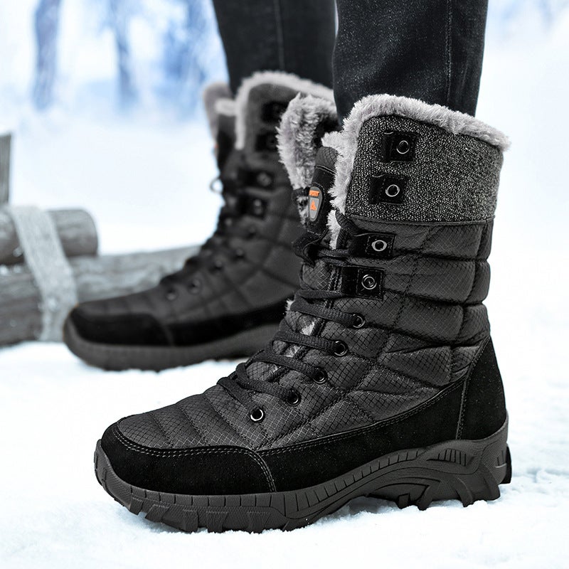 Winter Cotton Shoes Men'S High-Top Fleece-Lined Warm Men'S Snow Boots Thick-Soled Men'S Cotton Boots Plus Size Outdoor Casual Men'S Shoes - Image 5