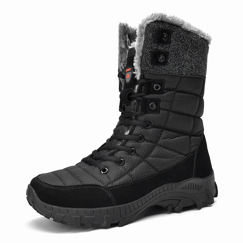 Winter Cotton Shoes Men'S High-Top Fleece-Lined Warm Men'S Snow Boots Thick-Soled Men'S Cotton Boots Plus Size Outdoor Casual Men'S Shoes - Image 1