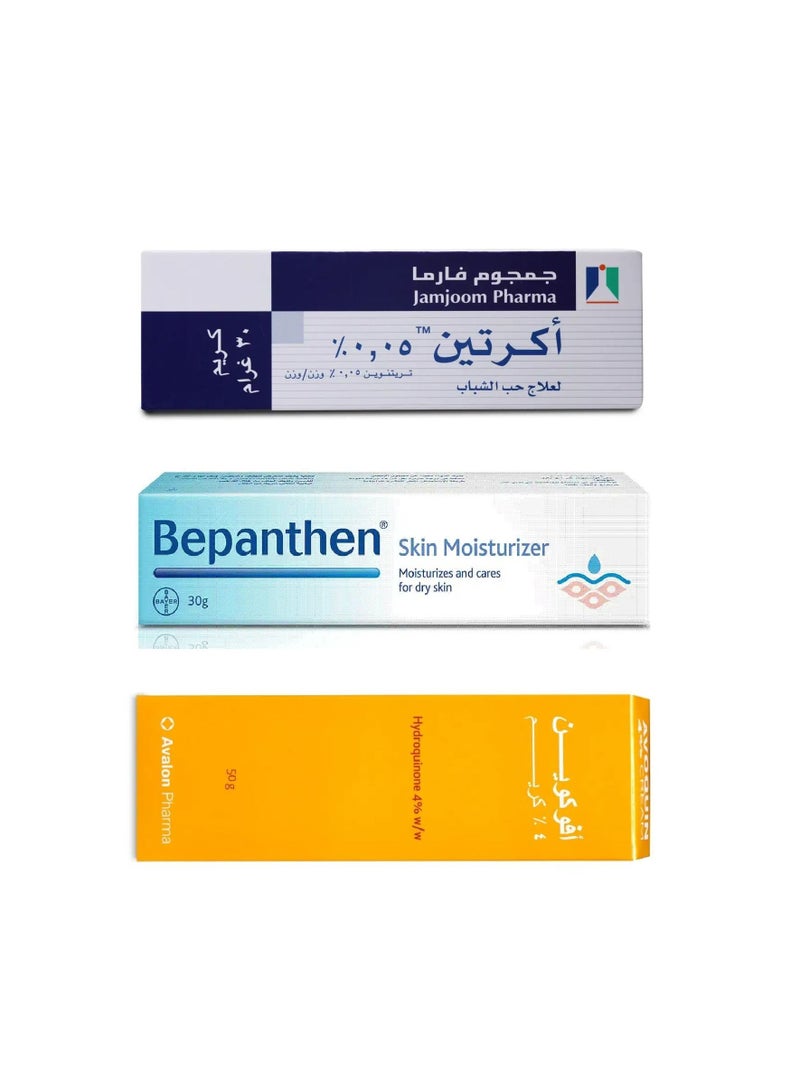 Acretin 0.05% cream 30 gm + Avoquin 4% cream 50 gm + Bepanthen cream 30 gm