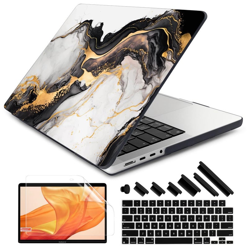DONGKE for M4 MacBook Pro 14 inch Case 2024 2023 2021 A3112 A3401 A3185 M3 A2918 A2992 M2 A2779 M1 A2442 Pro Max with Retina XDR Display Touch ID Plastic Hard Shell Cover Abstract Marble