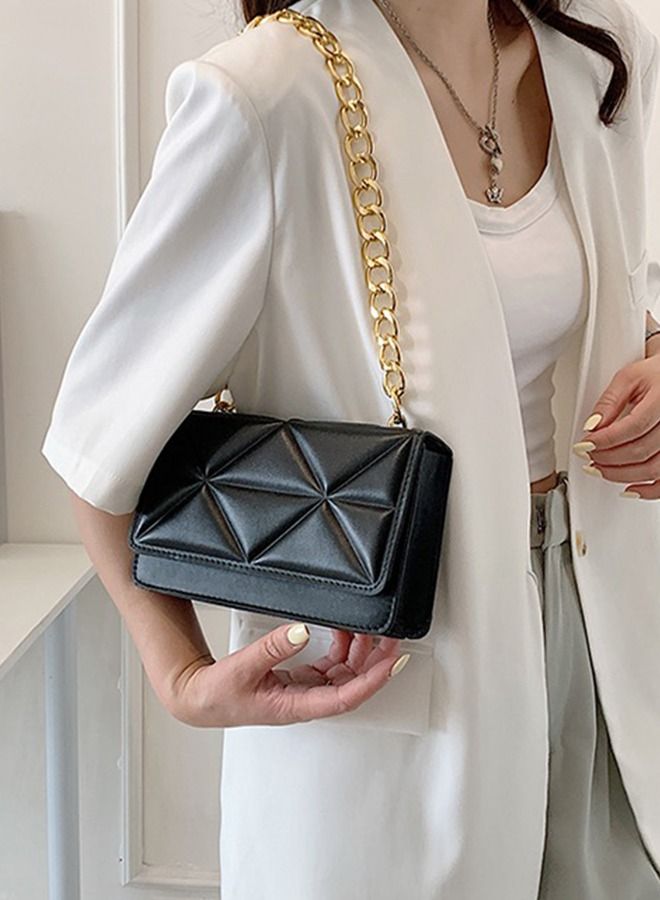 Sharpdo Elegant Quilted Textured Women‘s One Shoulder Flap Messenger Clutch Chain Bag - Image 5