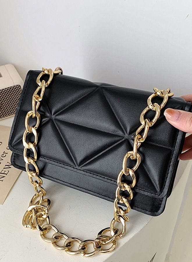 Sharpdo Elegant Quilted Textured Women‘s One Shoulder Flap Messenger Clutch Chain Bag - Image 4