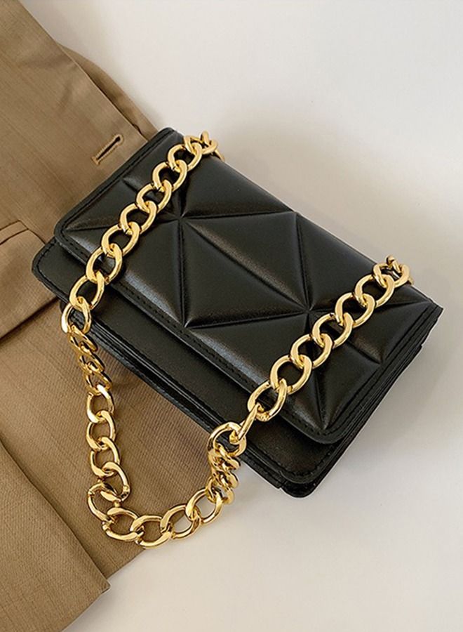Sharpdo Elegant Quilted Textured Women‘s One Shoulder Flap Messenger Clutch Chain Bag - Image 2