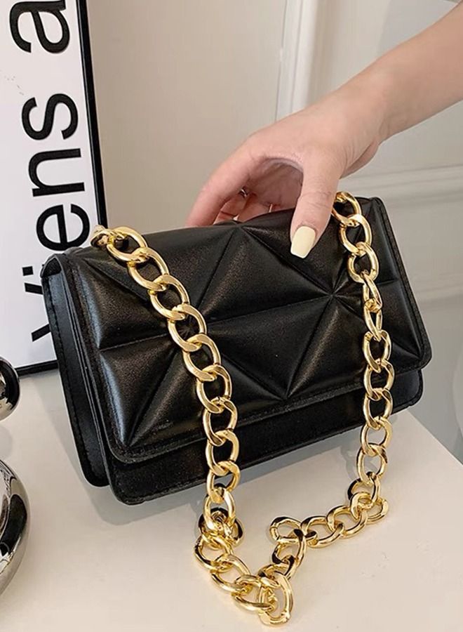 Sharpdo Elegant Quilted Textured Women‘s One Shoulder Flap Messenger Clutch Chain Bag - Image 1