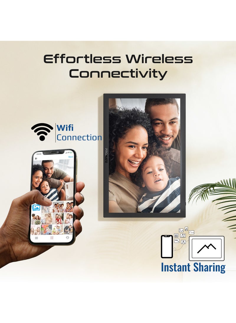 PROMATE Promate Full HD Digital Photo Frame with 15.6-Inch Touchscreen, 32GB Storage, Wireless App Control, Multi Picture & Video Formats Compatibility, USB/TF Card Support, Dual Speakers, Memoria-15  - Image 1