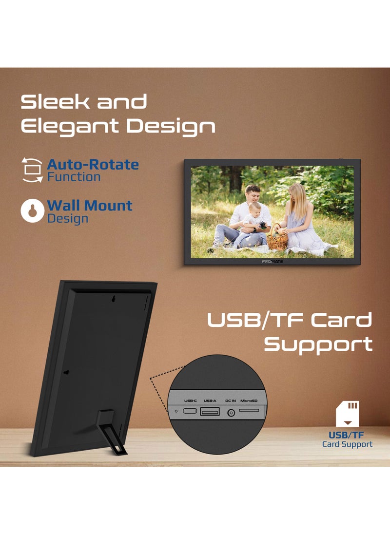 Promate Full HD Digital Photo Frame with 15.6-Inch Touchscreen, 32GB Storage, Wireless App Control, Multi Picture & Video Formats Compatibility, USB/TF Card Support, Dual Speakers, Memoria-15