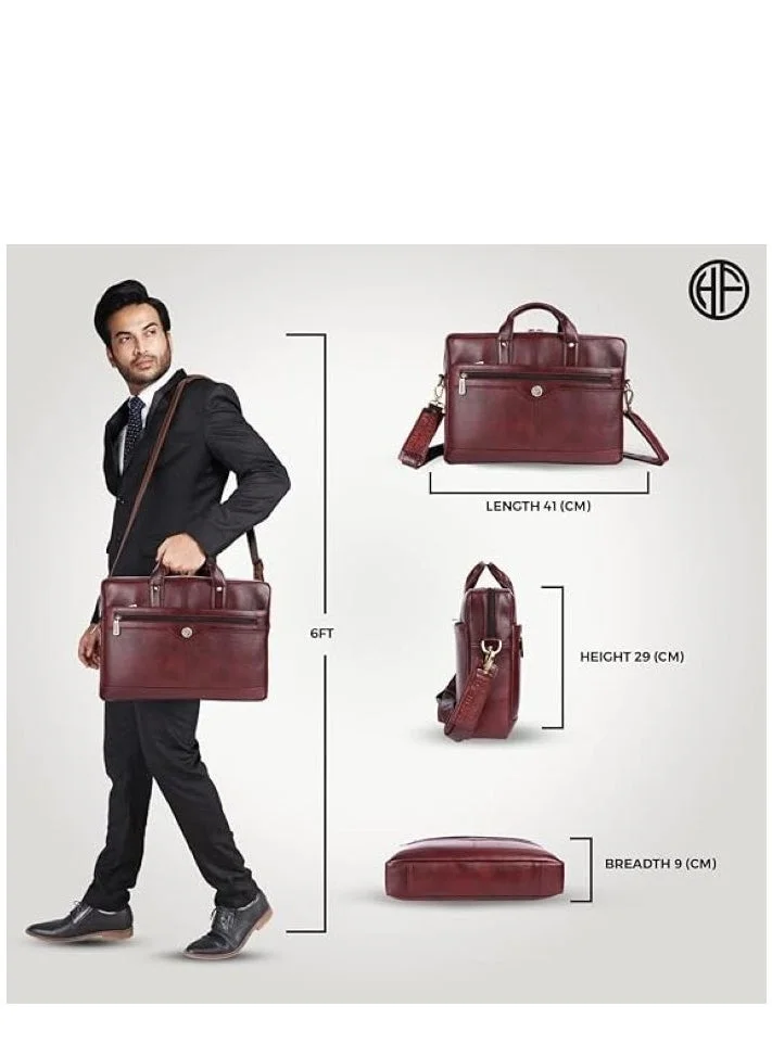 Hammonds Flycatcher Bombay Brown Genuine Leather Executive Office Messenger Bag | 15.6" laptop | LB138BR (Colour shade may vary)  | Best Price UAE