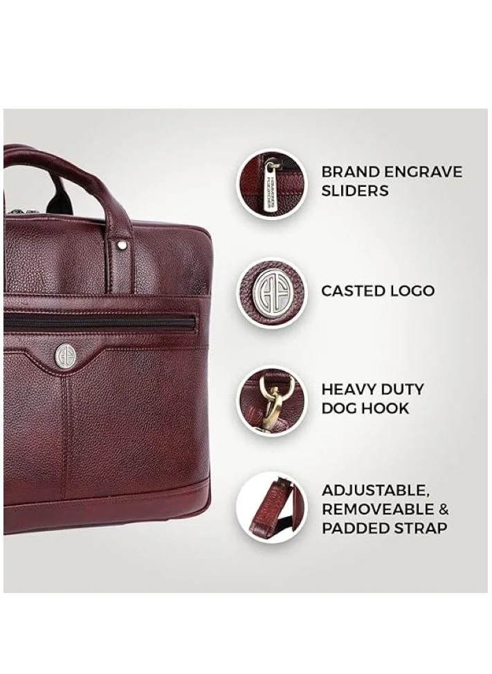 Hammonds Flycatcher Bombay Brown Genuine Leather Executive Office Messenger Bag | 15.6" laptop | LB138BR (Colour shade may vary)  | Best Price UAE