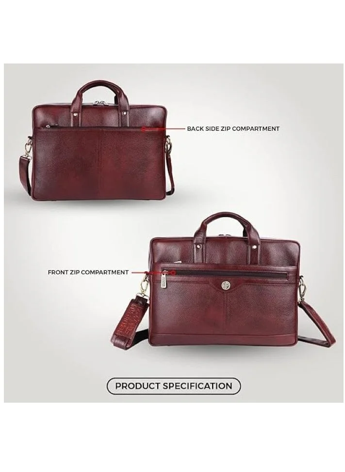 Hammonds Flycatcher Bombay Brown Genuine Leather Executive Office Messenger Bag | 15.6" laptop | LB138BR (Colour shade may vary)  | Best Price UAE