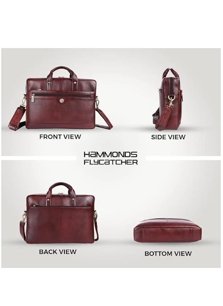 Hammonds Flycatcher Bombay Brown Genuine Leather Executive Office Messenger Bag | 15.6" laptop | LB138BR (Colour shade may vary)  | Best Price UAE