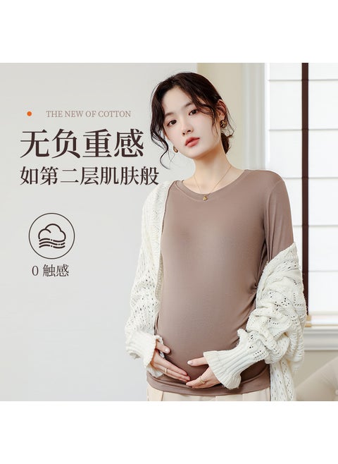 New Autumn Winter Maternity Base Layer Tee Brown