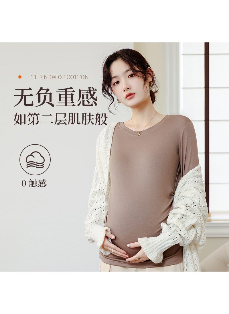 New Autumn Winter Maternity Base Layer Tee Brown