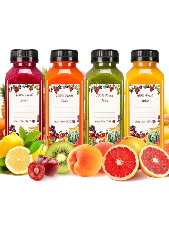 Premify 20 قطعة زجاجات عصير بلاستيكية فارغة مع أغطية، 12 أونصة/350 مل زجاجات عصير/حليب/ماء قابلة لإعادة الاستخدام للأطفال، حاويات مشروبات شفافة بكميات كبيرة مع أغطية، ملصق، قمع وفرشاة للعصير، الحليب، السموذي - Image 5