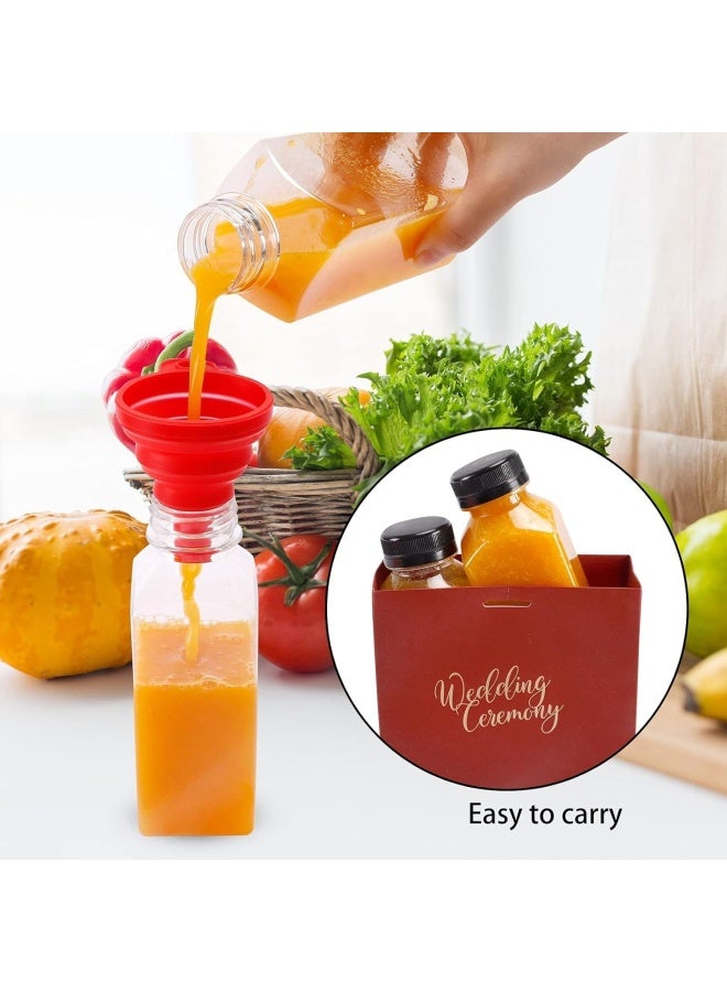 Premify 20 قطعة زجاجات عصير بلاستيكية فارغة مع أغطية، 12 أونصة/350 مل زجاجات عصير/حليب/ماء قابلة لإعادة الاستخدام للأطفال، حاويات مشروبات شفافة بكميات كبيرة مع أغطية، ملصق، قمع وفرشاة للعصير، الحليب، السموذي - Image 4