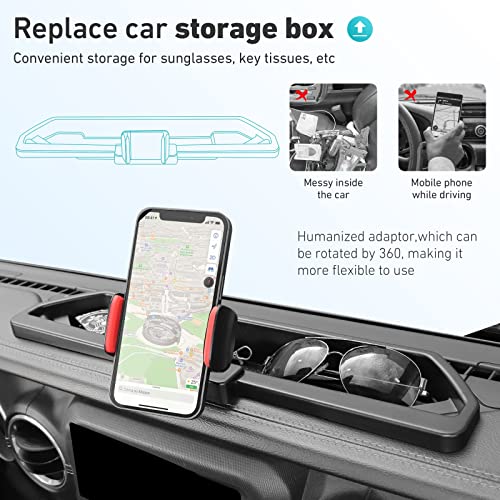 CheroCar Phone Mount for 2018-2022 Jeep Wrangler JL, Holder Stoage Tray Cellphone System Kit fits for 2020-2022 Jeep Gladiator JT (Dark Black) - Image 5