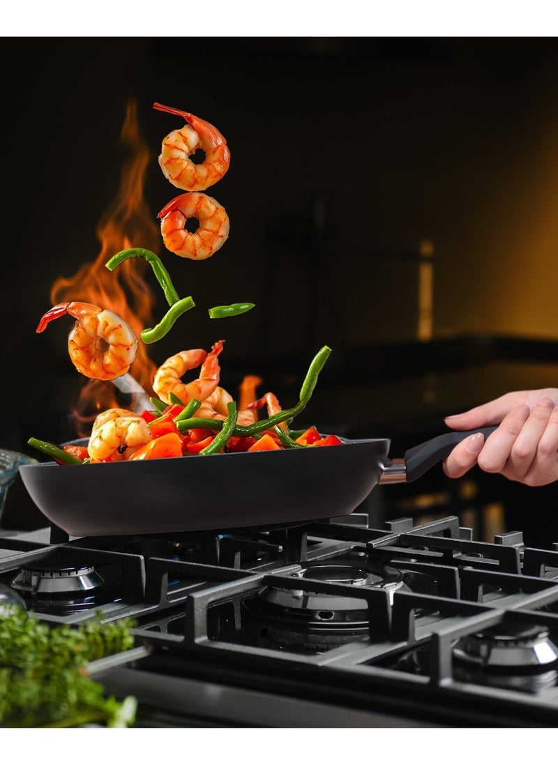 Serenk 3 Pieces Non-Stick Granite Frying Pans, Non-Toxic Granite Cookware Set, 20cm 24cm 28cm Frying Pan Set with Induction Base, Cooking Skillet for Stir Fries, Dishwasher Safe, PFOA Free, Serenk Excellence Pan Series  - Image 4