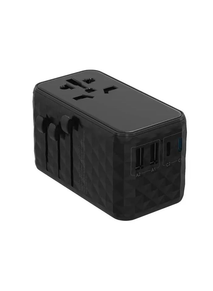 Powerology Universal Adapter 140W X2 Type C port and X2 USB A 15W port - Black - Image 3