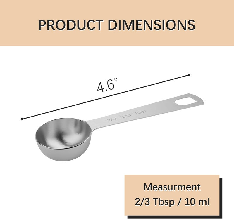 BERYLER 5PCS 2/3tbsp (2tsp, 10ml, 1/3oz) Single Measuring Spoon, Stainless Steel Individual Teaspoons Only - Image 2