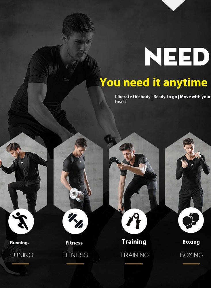 Joychic Men's shorts, tights short sleeves, 3-piece set of skinny trousers, training sportswear, running sports suits, multifunctional gym wear - Image 2