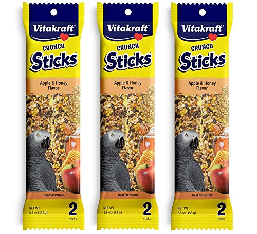 Vitakraft 3 Pack of Apple Honey Crunch Sticks for Parrots 2 Sticks Each - Image 1