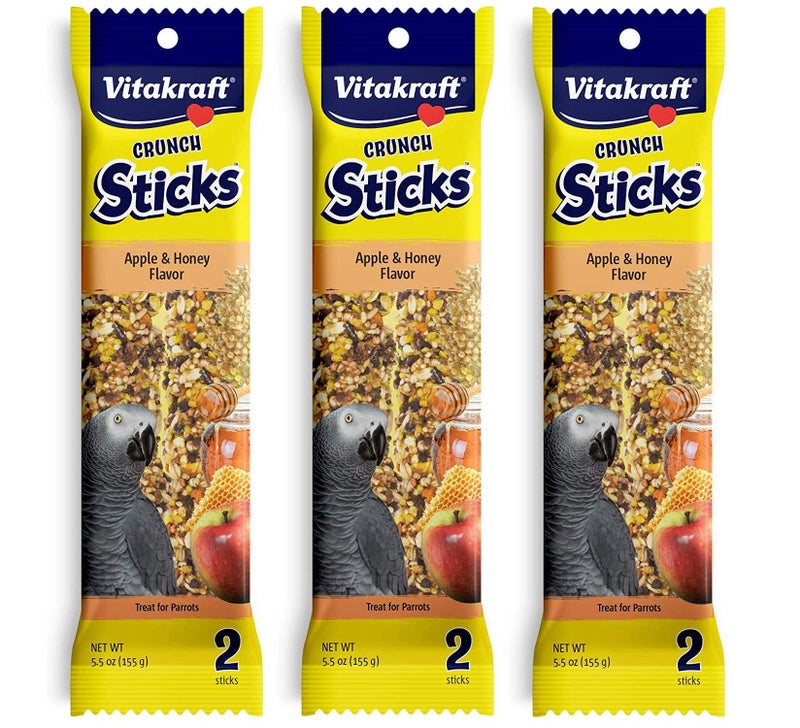 Vitakraft 3 Pack of Apple Honey Crunch Sticks for Parrots 2 Sticks Each - Image 2