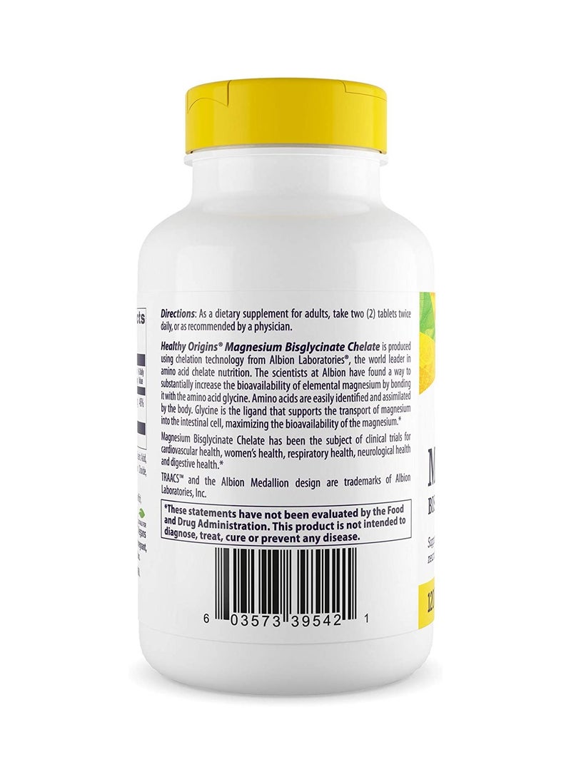 Healthy Origins Magnesium Bisglycinate Chelate (TRAACS) - Chelated Magnesium Glycinate 200mg for Brain & Heart Health - Albion Magnesium Supplement - Unbuffered Supplements - 120 Tablets  - Image 3