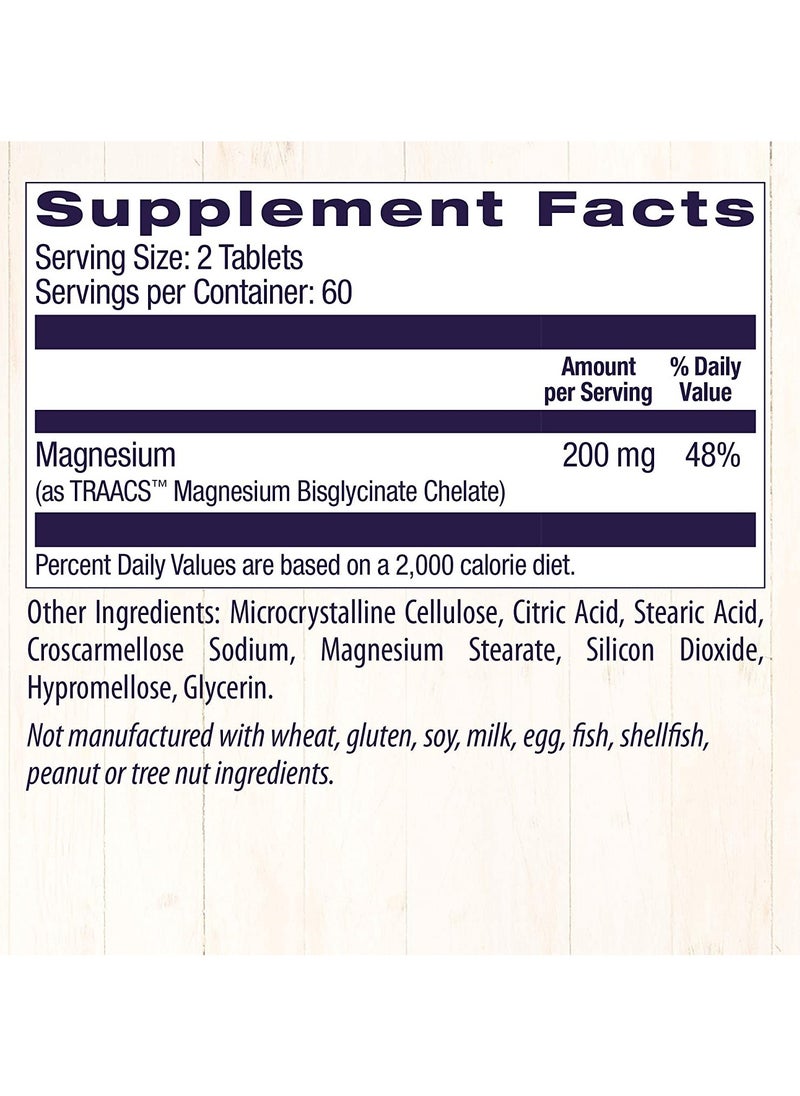 Healthy Origins Magnesium Bisglycinate Chelate (TRAACS) - Chelated Magnesium Glycinate 200mg for Brain & Heart Health - Albion Magnesium Supplement - Unbuffered Supplements - 120 Tablets  - Image 4