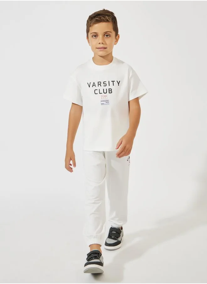 Styli Varsity Print Oversized T-Shirt & Joggers Set