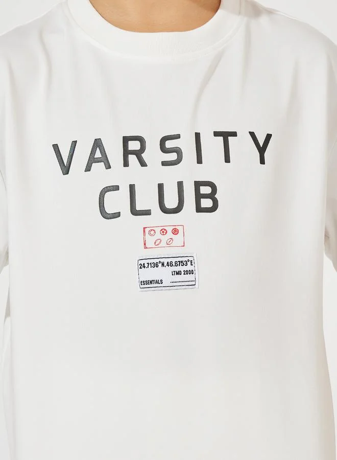 Styli Varsity Print Oversized T-Shirt & Joggers Set
