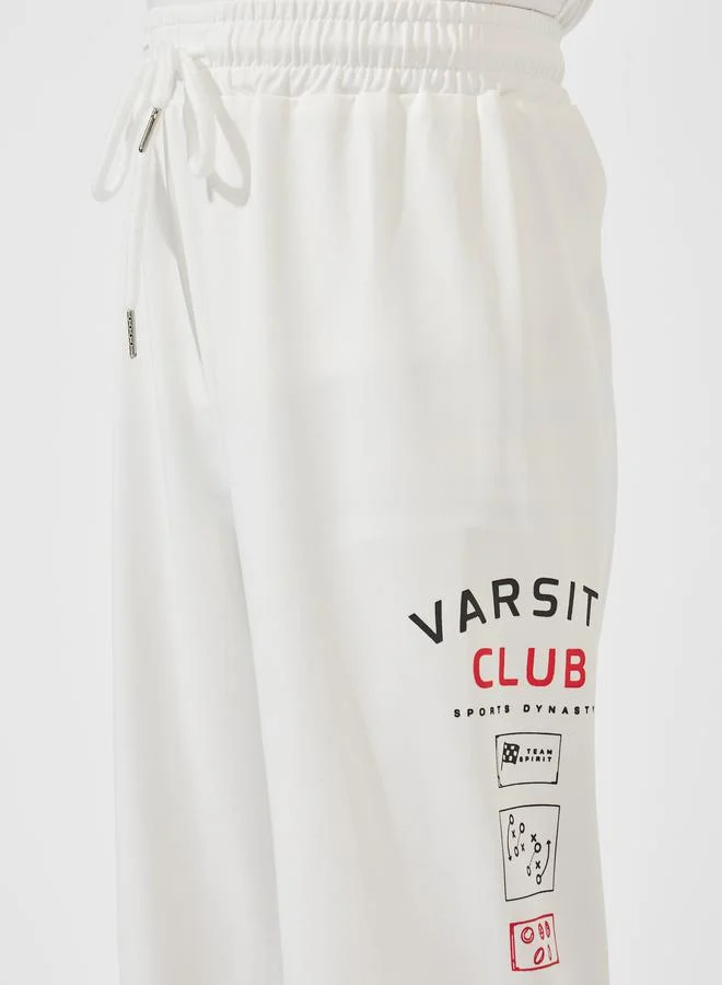 Styli Varsity Print Oversized T-Shirt & Joggers Set