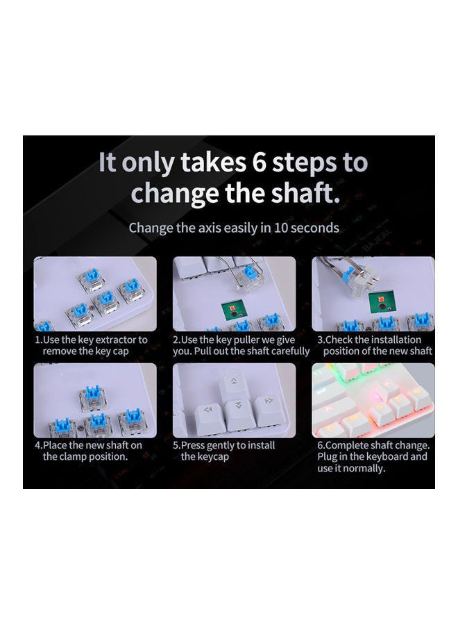 iQeouc 87 Keys Wired Mixed Light Keyboard With Mechanical Blue Switch Suspension Button - Image 5