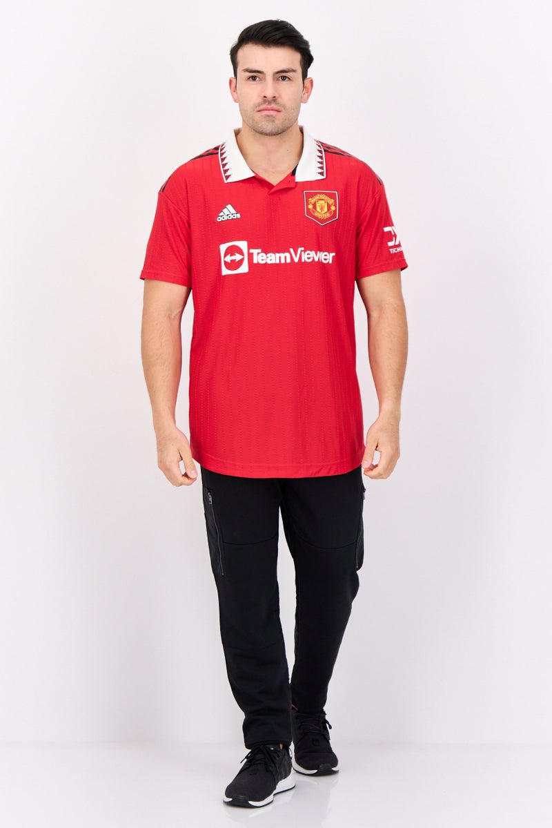 Adidas Men Sportswear Fit Short Sleeve Manchester Outdoor Polo, Red  - Image 3