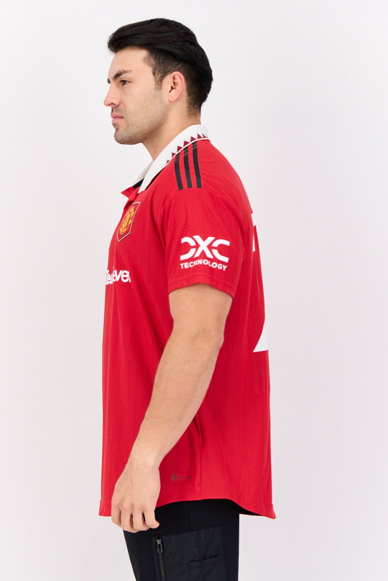 Adidas Men Sportswear Fit Short Sleeve Manchester Outdoor Polo, Red  - Image 2