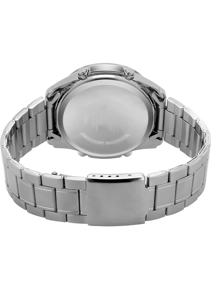 CASIO Analog-Digital Enticer Men's Watch AMW‑810D‑2AVDF, 46.6 mm Blue Dial, Stainless Steel Case & Bracelet, 100 m WR - Image 5