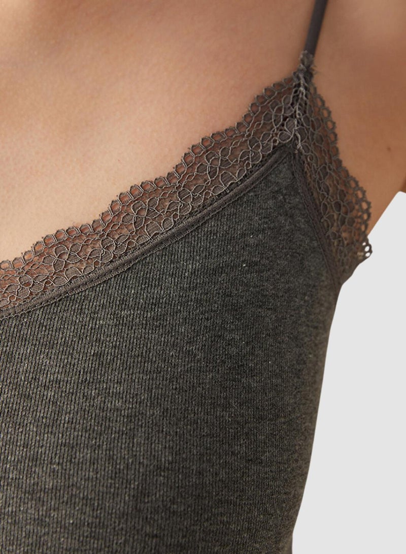 Penti Grey Thin Strap Lace Detailed Tank Top - Image 4