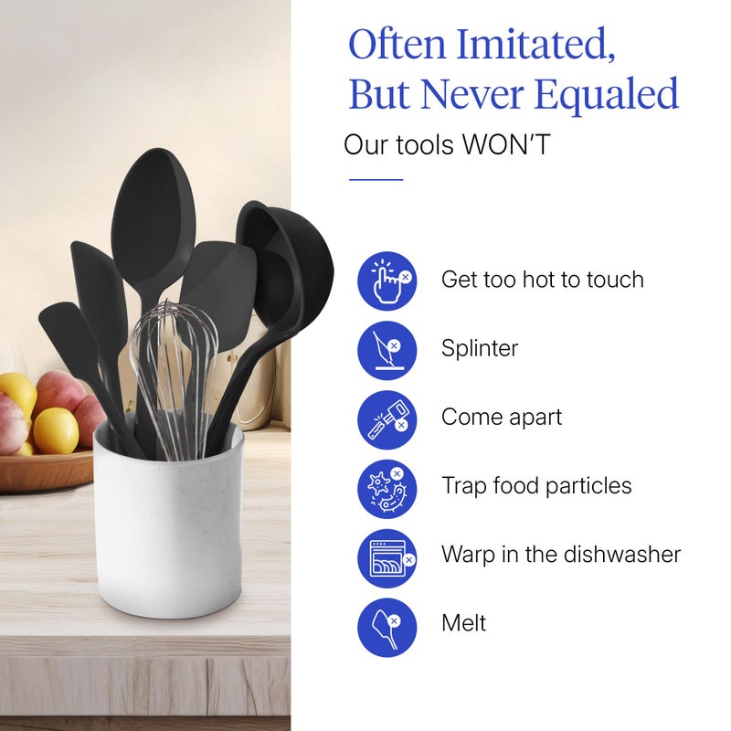GIR: Get It Right 10-Piece Cooking Utensils Set - Black Silicone - Spatula Set, Silicone Spatulas & Kitchen Spoons - Heat-Resistant up to 425Â°F - Nonstick Cookware-Friendly - Dishwasher-Friendly - Image 5