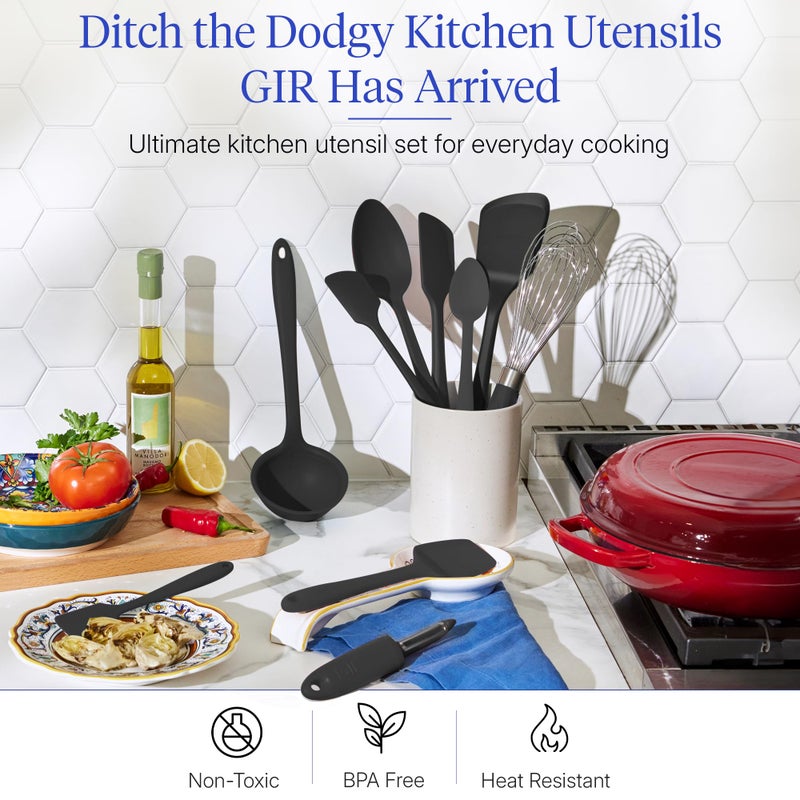 GIR: Get It Right 10-Piece Cooking Utensils Set - Black Silicone - Spatula Set, Silicone Spatulas & Kitchen Spoons - Heat-Resistant up to 425Â°F - Nonstick Cookware-Friendly - Dishwasher-Friendly - Image 2