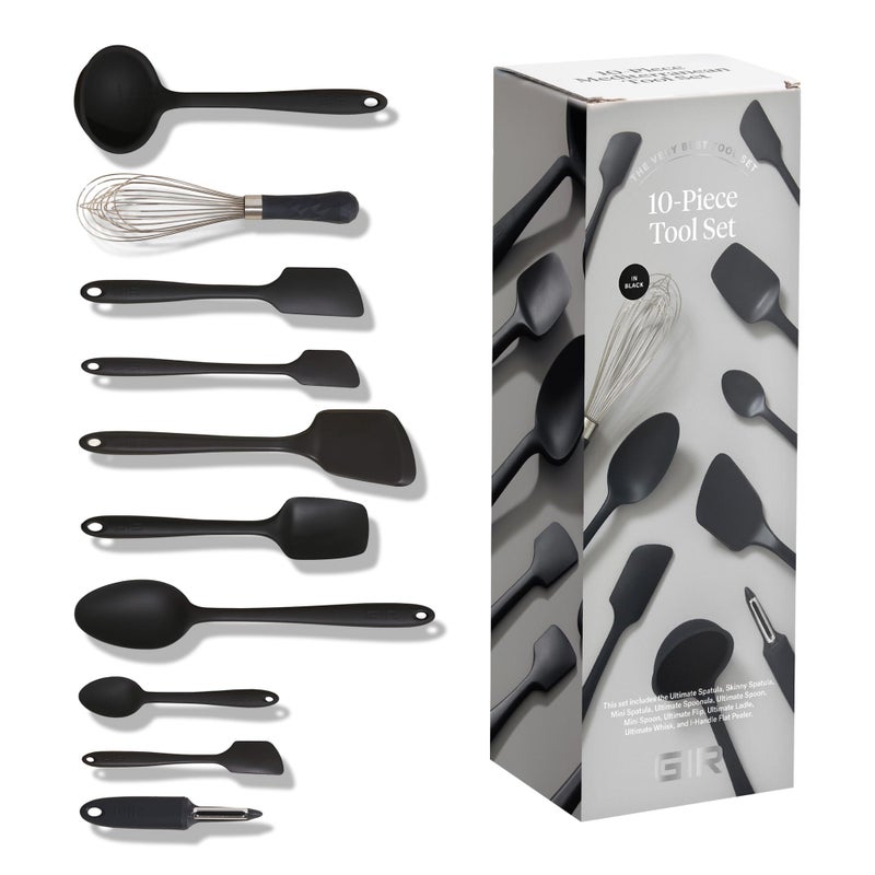 GIR: Get It Right 10-Piece Cooking Utensils Set - Black Silicone - Spatula Set, Silicone Spatulas & Kitchen Spoons - Heat-Resistant up to 425Â°F - Nonstick Cookware-Friendly - Dishwasher-Friendly - Image 1