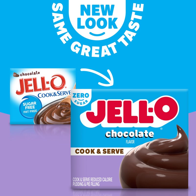 Jell-O Chocolate Pudding, Cook & Serve, Sugar Free, 1.3 oz Box, 4 Packs - Image 4