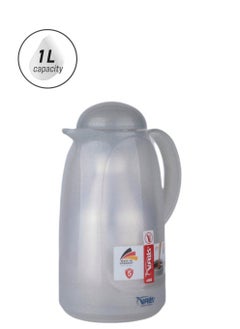 Valk -3 Vacuum Thermose Double Wall Glass 1.0 Liter  Wide Mouth With Anti-Leakage Cap Double Walled  Glitter Gray Color  - Image 1