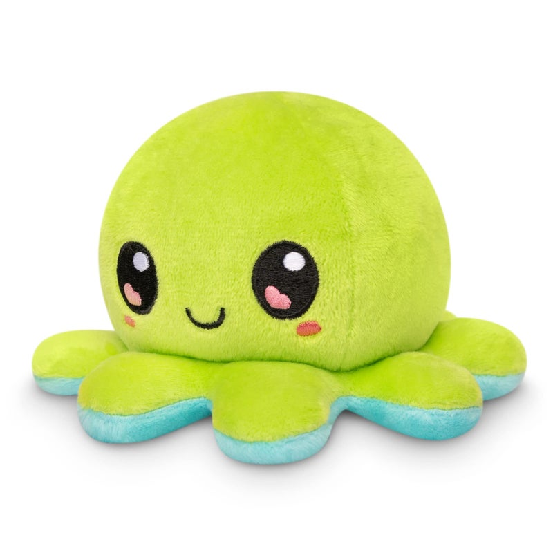 TeeTurtle - The Original Reversible Octopus Plushie - Green Happy + Aqua Worried - Cute Sensory Fidget Stuffed Animals That Show Your Mood, 4 inch - Image 2