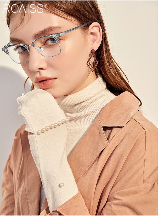 roaiss Blue Light Blocking Glasses Blue Light Filter Computer Reading Gaming TV Phones Browline Eyeglasses Fashion Anti Eyestrain Headache Eyewear for Men Women Transparent Grey 52mm  - Image 2