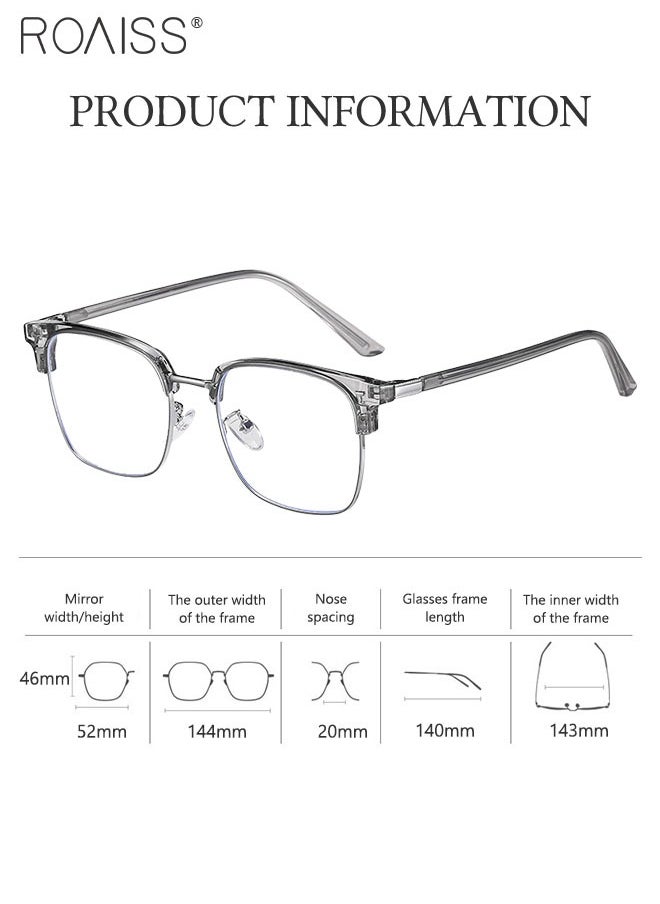 roaiss Blue Light Blocking Glasses Blue Light Filter Computer Reading Gaming TV Phones Browline Eyeglasses Fashion Anti Eyestrain Headache Eyewear for Men Women Transparent Grey 52mm  - Image 5