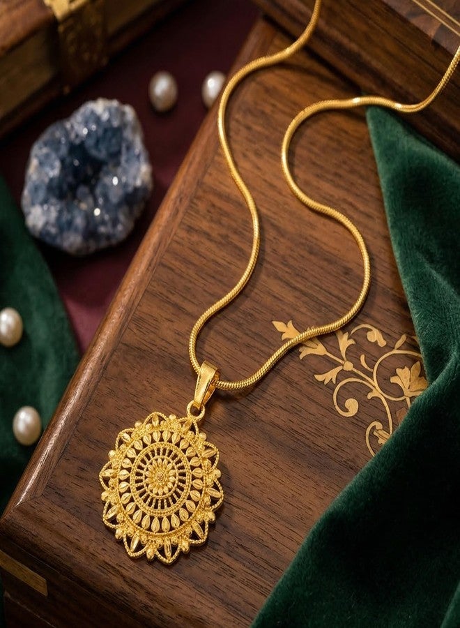 JFL قلادة بتصميم زهور مطلية بالذهب من JFL Jewellery for Less للنساء والفتيات | مجوهرات تقليدية وعصرية أنيقة مع سلسلة - Image 3