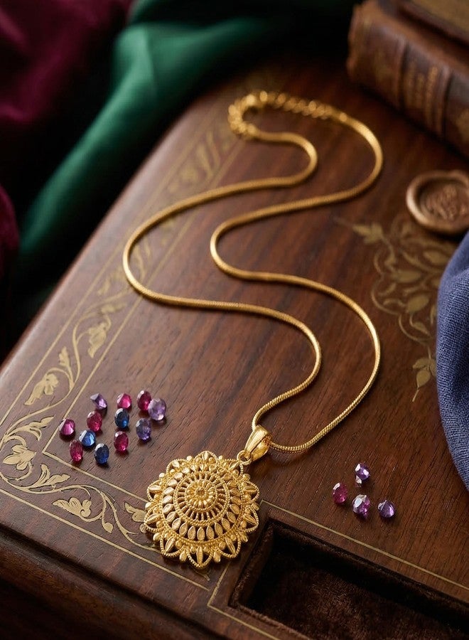 JFL قلادة بتصميم زهور مطلية بالذهب من JFL Jewellery for Less للنساء والفتيات | مجوهرات تقليدية وعصرية أنيقة مع سلسلة - Image 5