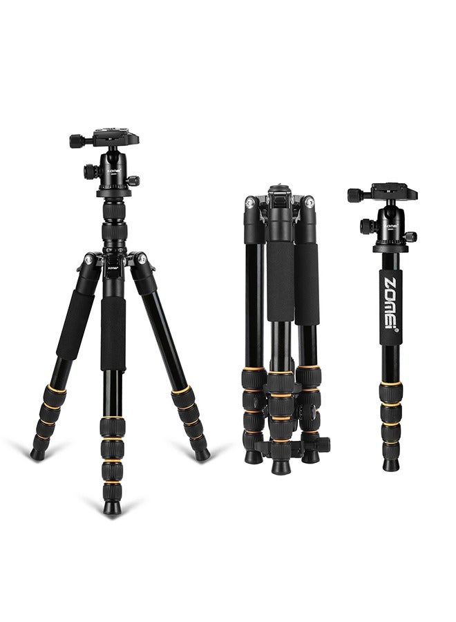 زومي كيو-666 حامل ثلاثي القوائم احترافي، حامل ثلاثي القوائم للكاميرا، حامل ثلاثي القوائم من الألومنيوم خفيف الوزن قابل للطي مع رأس كروي 360 درجة لنيكون كانون سوني جميع كاميرات DSLR ومناظير الكاميرا الرقمية الرقمية ذات العدسة الأحادية العاكسة - Image 1